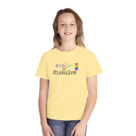 "evolve or dissolve" Youth Tee-Rainbow Rat Graphic Kids Shirt