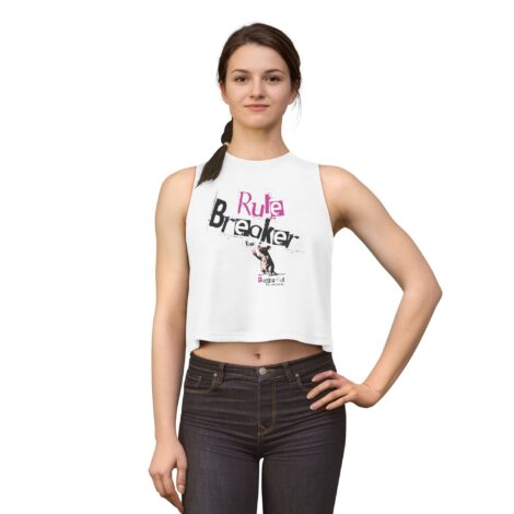 "Rule Breaker" Crop Top  Women's Graphic Tank Top with Peace Rat Design