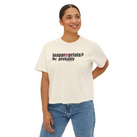 "Inappropriate? Probably" Boxy Tee-Graphic Crop Tee with a Playful Mischevious* Rat Illustration