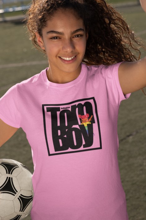 "Tom Boy" Boxy Tee — Retro Block Logo Crop Top w/LGBTQ DangerRat