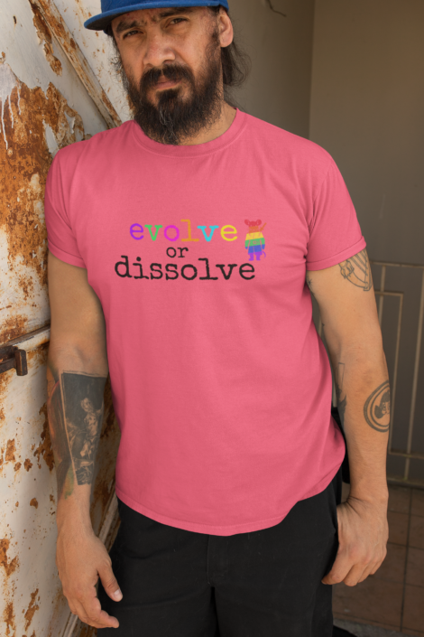 "Evolve or Dissolve" Unisex T-Shirt-Rainbow Ninja Rat Pride T-Shirt