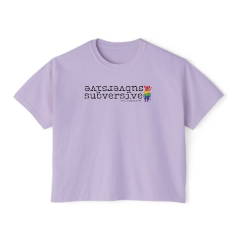 "subversive" Women’s Boxy Tee — Rainbow Rat-Feminist Graphic Crop T-Shirt